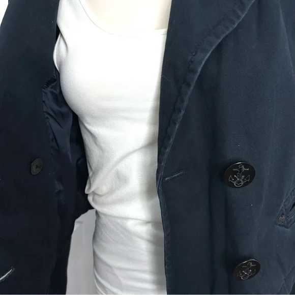 DENIM & SUPPLY RALPH LAUREN cropped blue jean jacket VINTAGE double breasted M - Picture 7 of 12